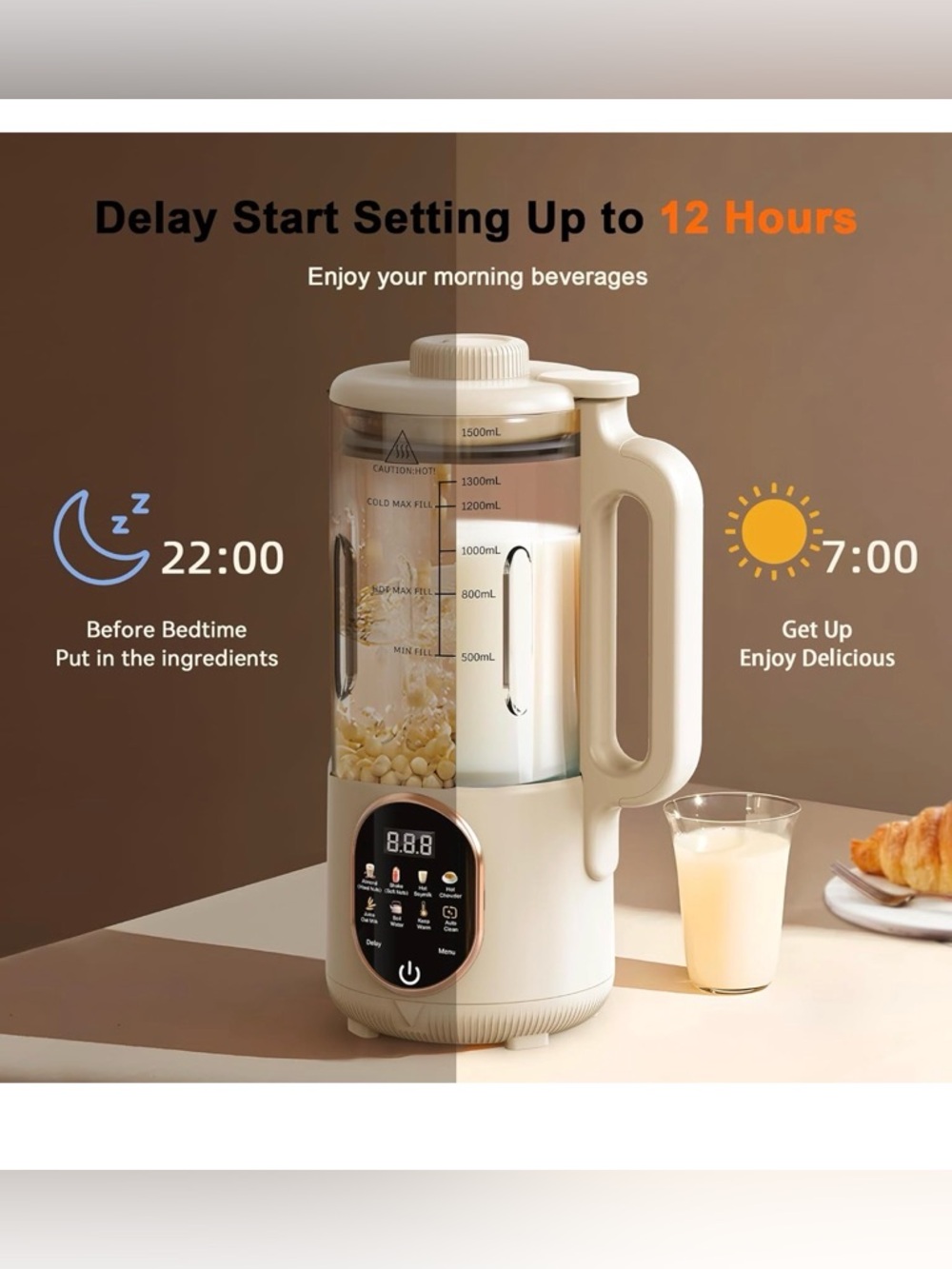 50oz Nut Milk Maker - 10 in 1 Automatic Nut Milk Maker